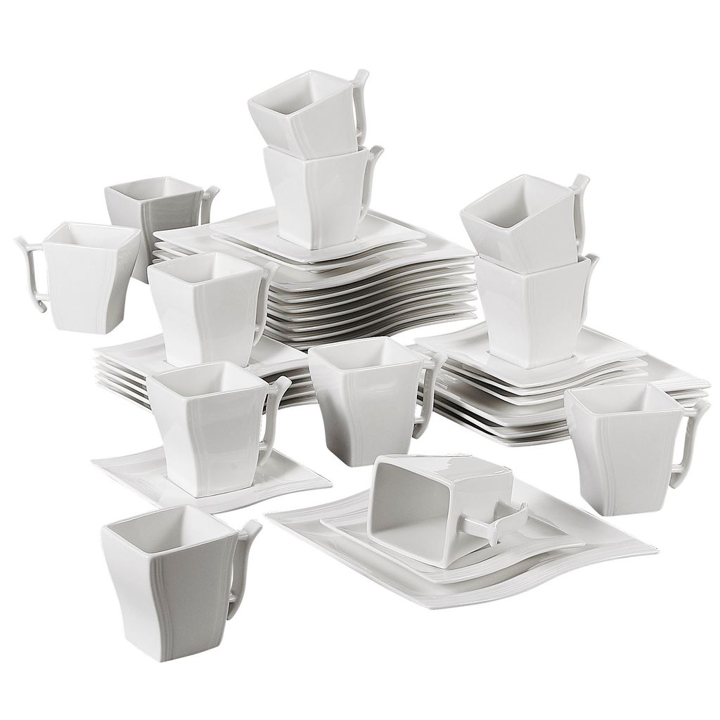 MALACASA Kaffeeservice, Serie Flora, 36-tlg Set Cremeweiß Produktbild 