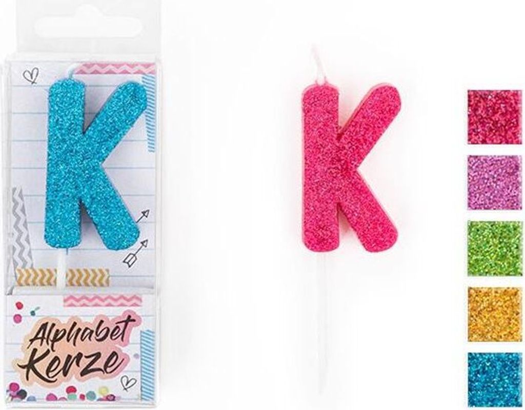 Trendhaus PARTY TIME Alphabet A - Z Kerzen sortiert : Buchstabe K Buchstaben Sortierung: Buchstabe K