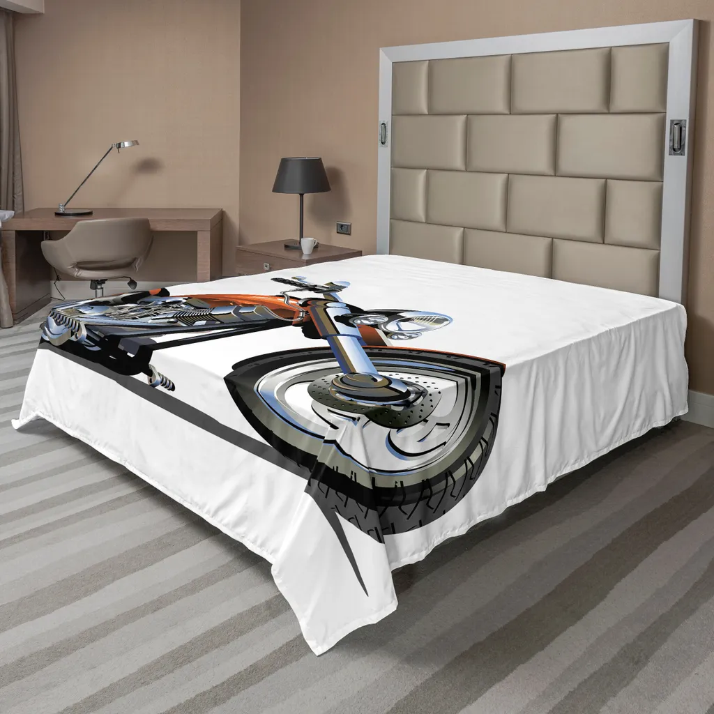 Lenzuolo Moto ABAKUHAUS 244x205 cm | Arancione Nero per Veri Rider