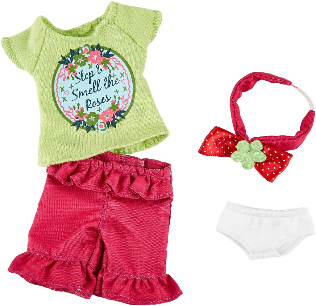 Kruselings Puppenkleidung Gärtner Outfit Sofia grün rosa Textil