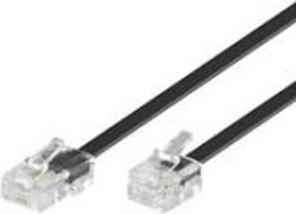 Câble Téléphonique RJ12 6/6 Mâle Vers Mâle 10m - Câble Plat 6 Fils Western Noir