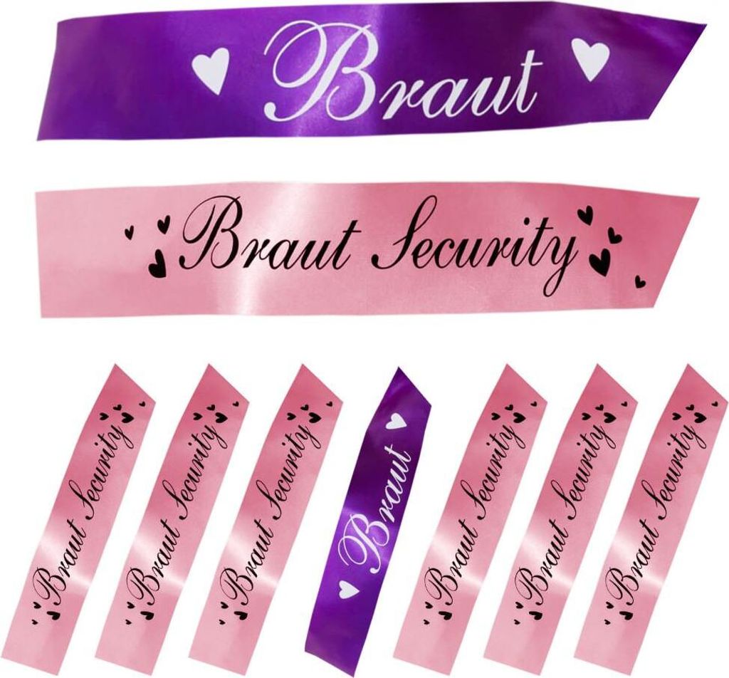 Oblique Unique Schärpe Braut + Braut Security Set JGA Hen Party be lila rosa