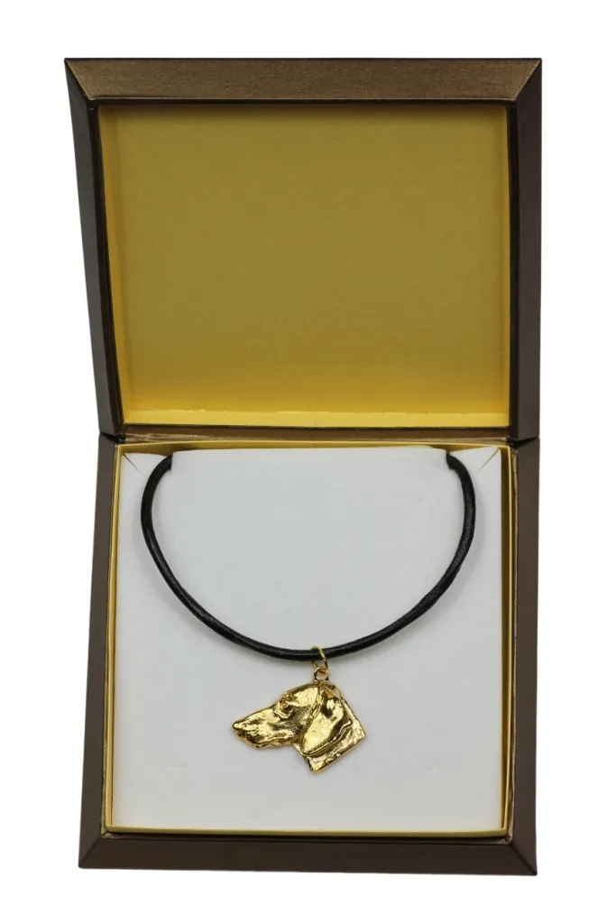 Collier original Teckel à poil dur I en or plaqué avec écrin de luxe