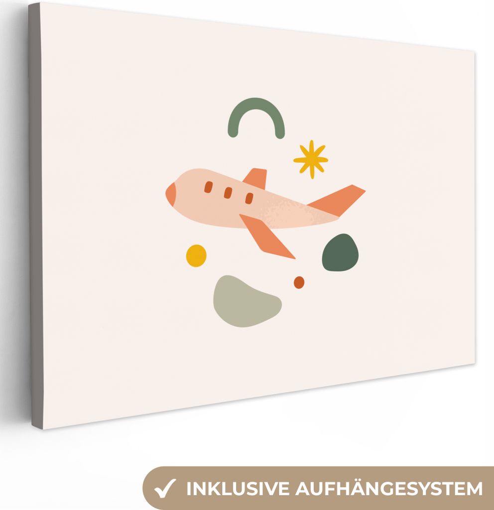 OneMillionCanvasses - Leinwandbilder - 150x100 cm, Flugzeug - Abstrakt - Orange, Wandbilder Kunstdruck Wanddekoration