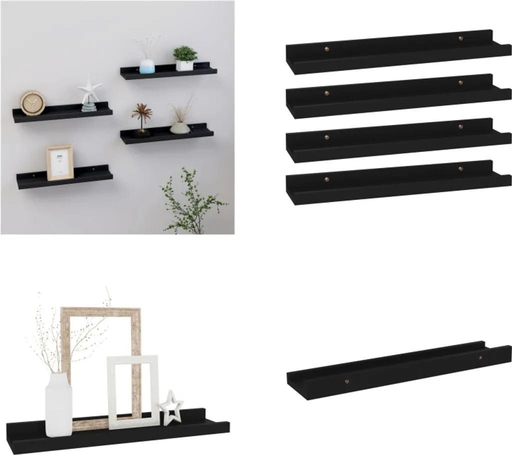 Mensole Nere Slim vidaXL 40cm | Design Minimal per Pareti Moderne