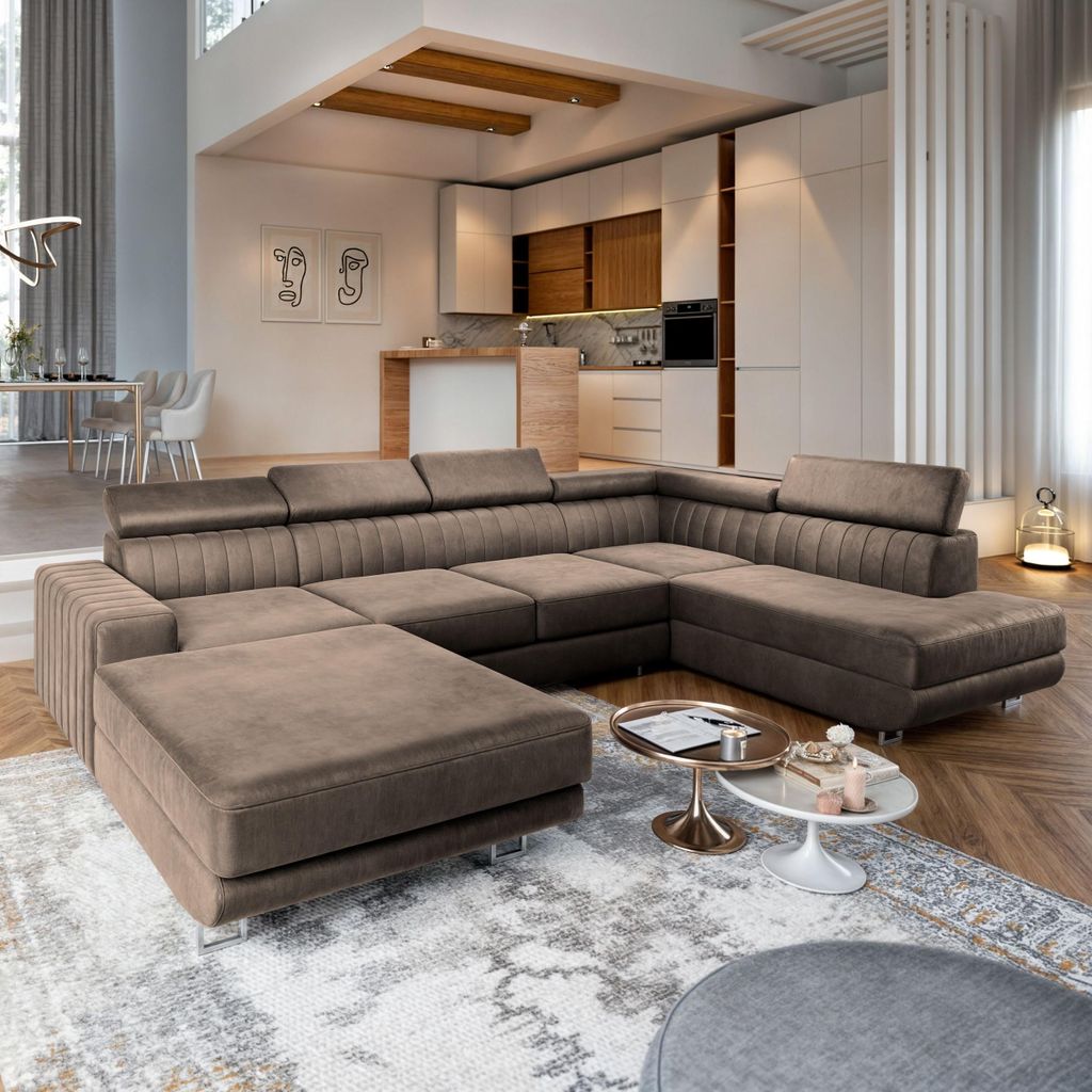 Masseno Ecksofa SIENA R-S mit Schlaffunktion U-Form, Sofa Produktbild 