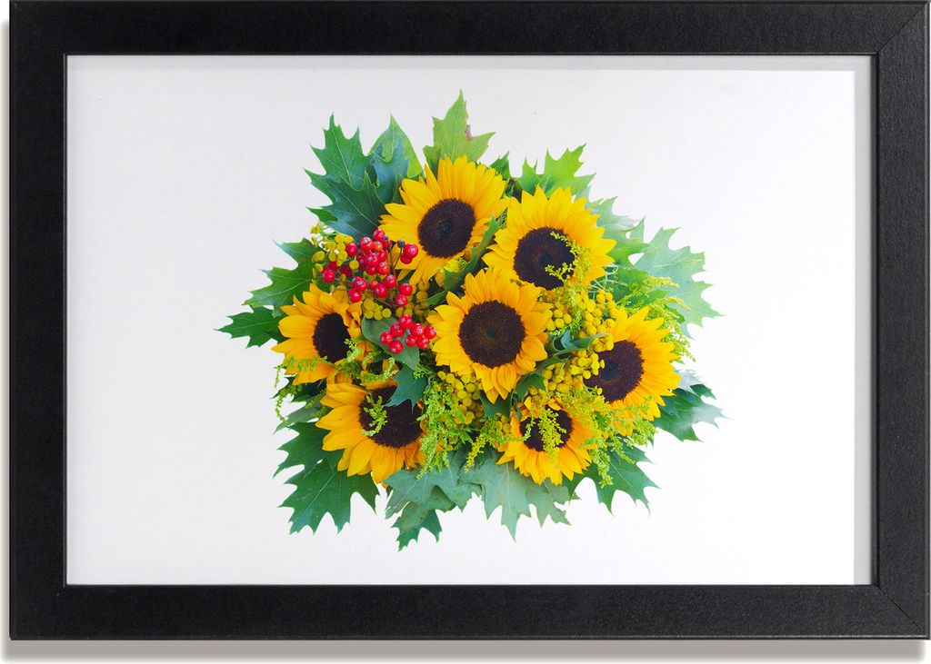 Bild 30x20 MDF-Rahmen, Wandkunst Strauß Sonnenblumen