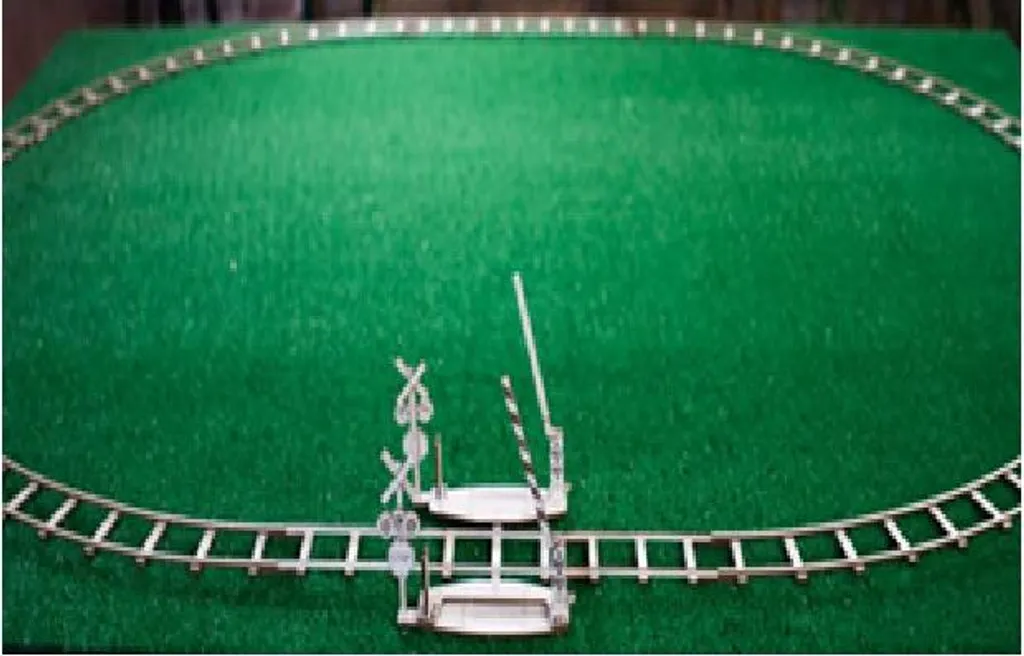 Grand puzzle 3D rails de train bois brun 164 cm avec intersection 3D