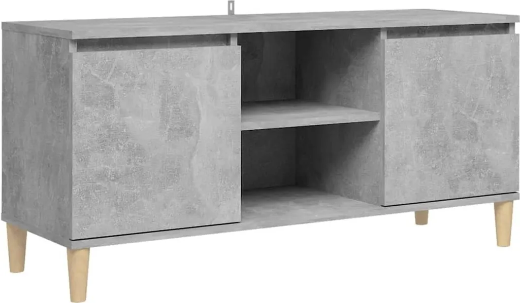 Porta TV 103,5 cm Grigio Cemento e Legno Massiccio | Mobile Soggiorno