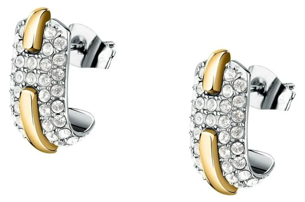Boucles d'oreilles bicolores et cristaux de luxe - Design TJAYY10