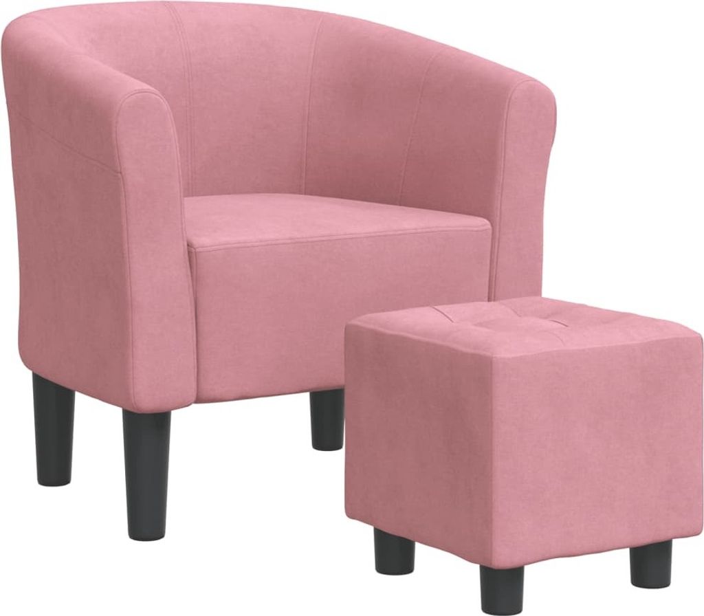 Clubsessel mit Fußhocker Rosa Samt