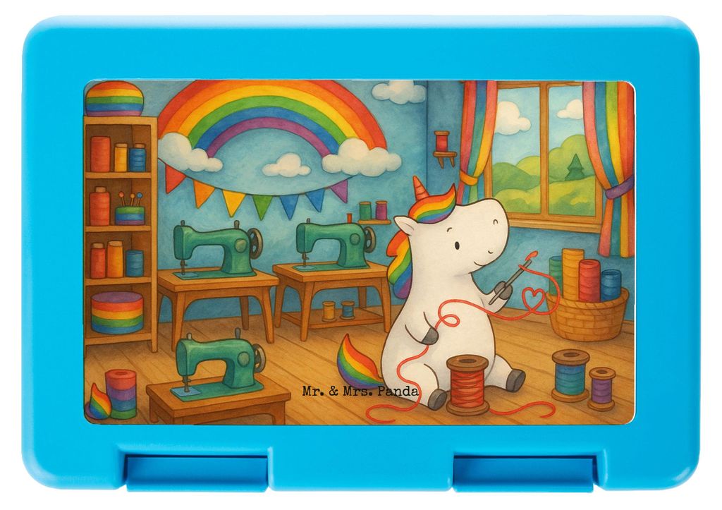 Mr. & Mrs. Panda Lunchbox Einhorn Näherin Design - Weiß - Geschenk, Bento Box, Essensbox, Einhörner, Häkeln, Snackbox, Bentobox, Vorratsbehält...