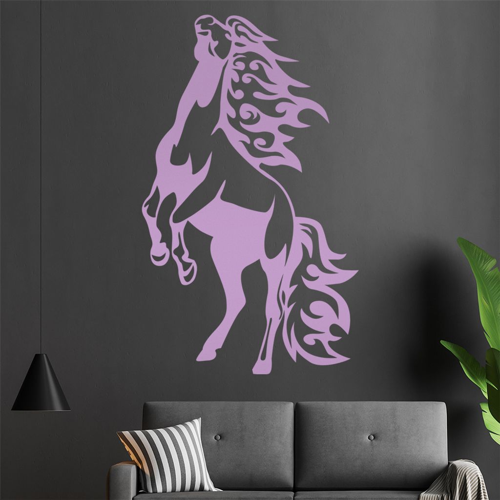 Flammen Pferd Wandtattoo in 6 Größen - Wandaufkleber Wall Sticker - Dekoration, Küche, Wohnzimmer, Schlafzimmer, Badezimmer