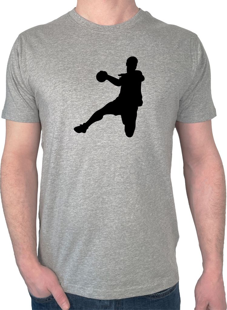 Huuraa Herren T-Shirt Handball Silhouette S Sport Grey Bio Baumwolle Fairtrade Herrenshirt Geschenkidee