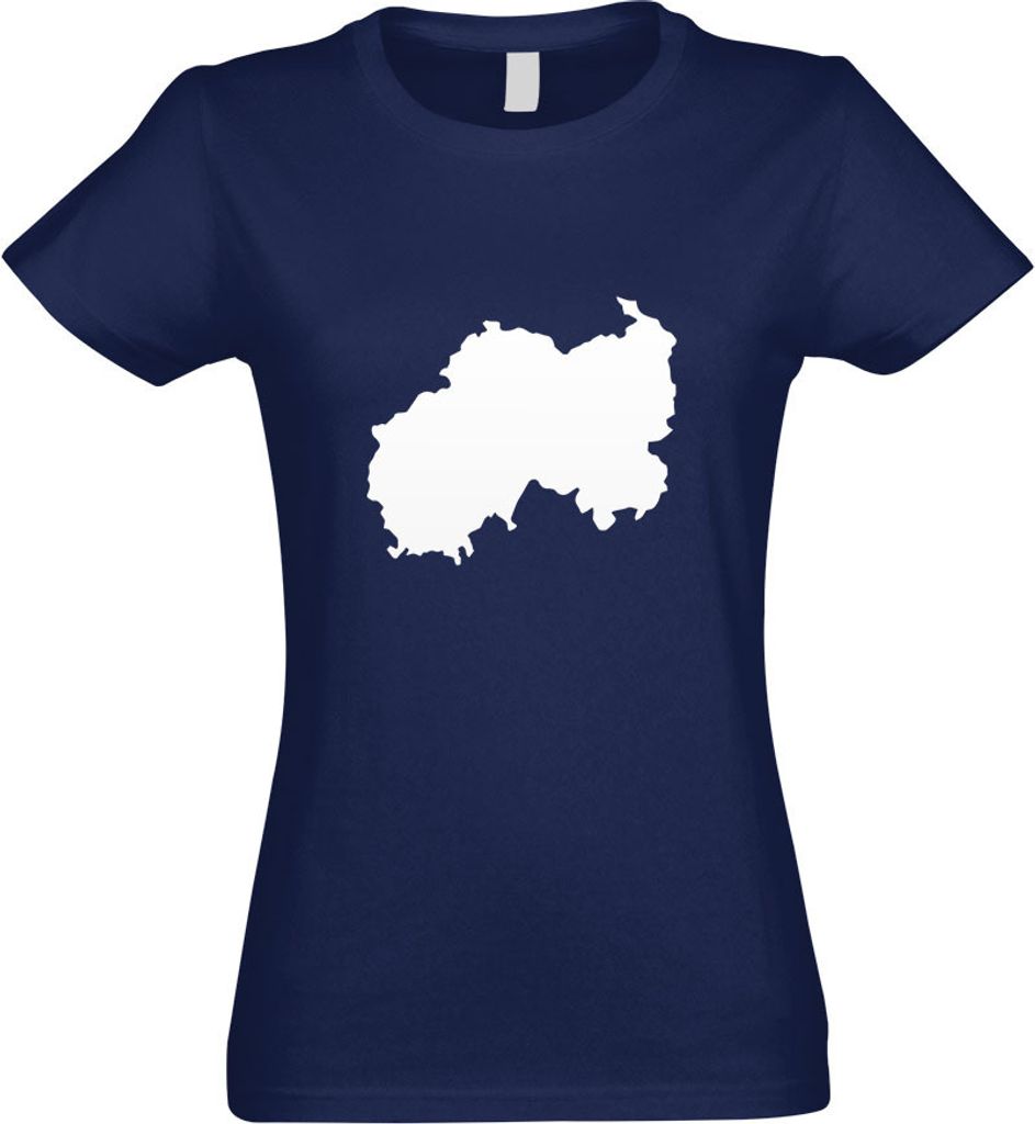 Kiwistar - T-Shirt tailliert - Damen - Navy - Südossetien Umriss Kontur - mit Motiv Bedruckt - Funshirt Design - Sport - Freizeit - Damen - S