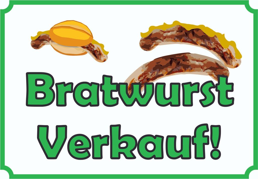 Bratwurst Verkaufsschild Schild A1 Rückseite selbstklebend