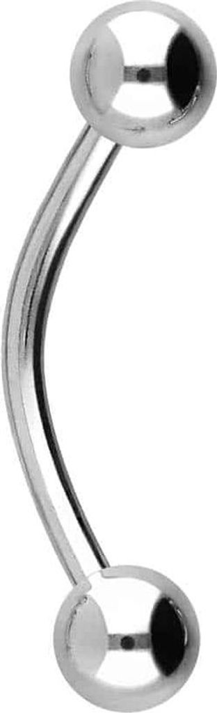 Bauchnabel-Piercing, Rook Piercing Titan Banane Silber Stablänge: 12mm + Stabstärke: 1,2mm + Kugelgröße: 4mm