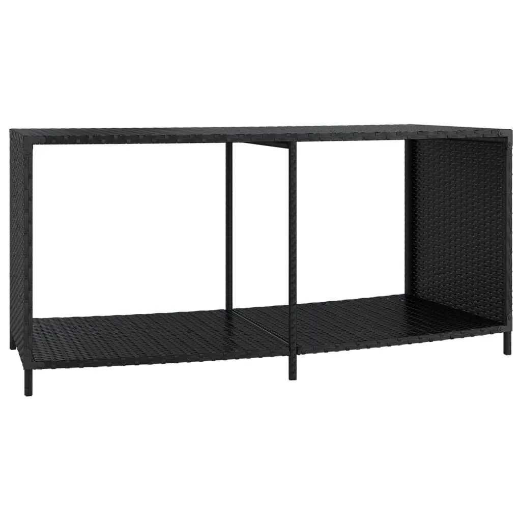 Étagères d'extérieur pour balcon et terrasse en poly rotin noir