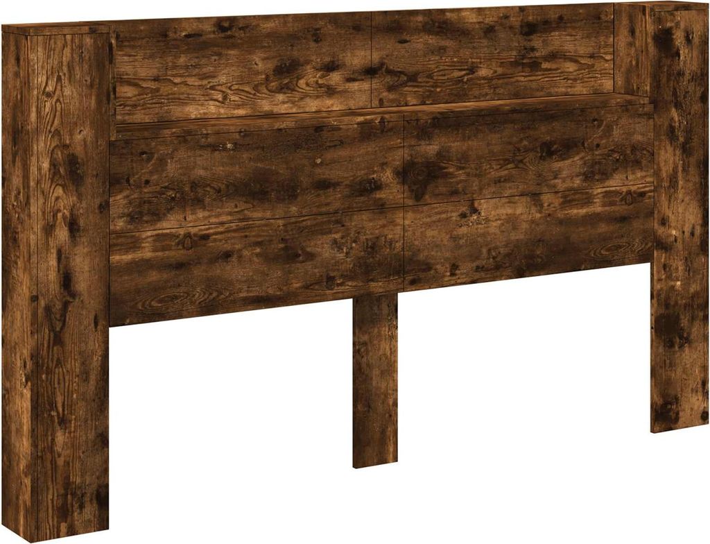vidaXL Kopfteil-Schrank mit LED Geräucherte Eiche Holzwerkstoff