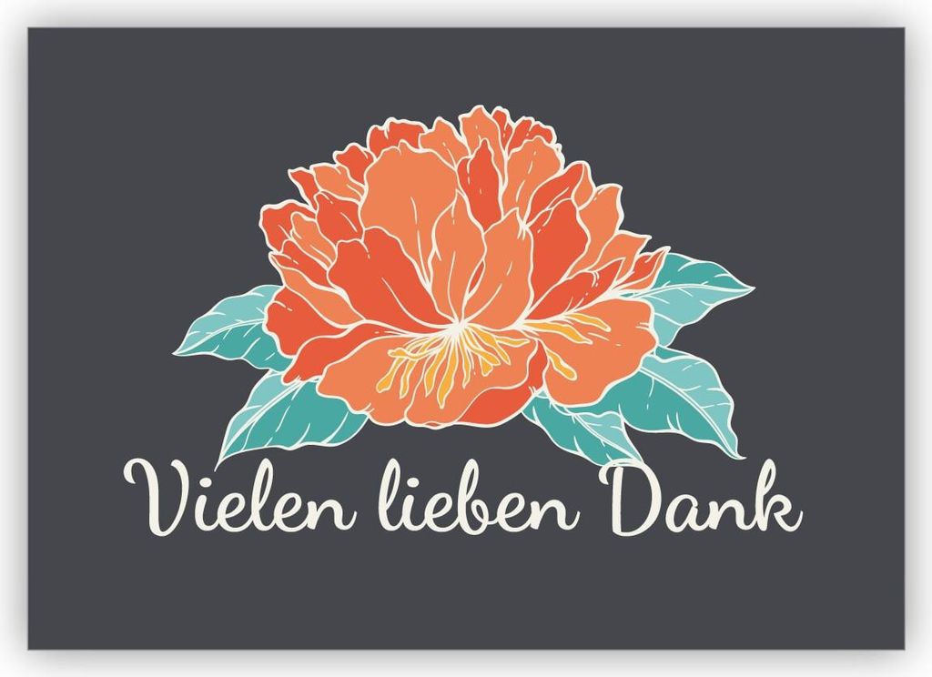 Elegante Blumen Dankeskarte mit Hibiskusblüte, edles grau: Produktbild 