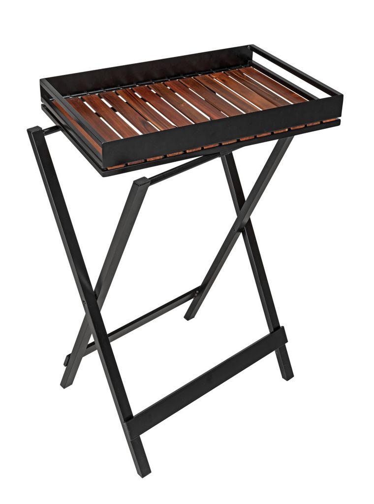 WENKO Metall Beistelltisch mit Tablett in Schwarz 60 x 89 x 42 cm