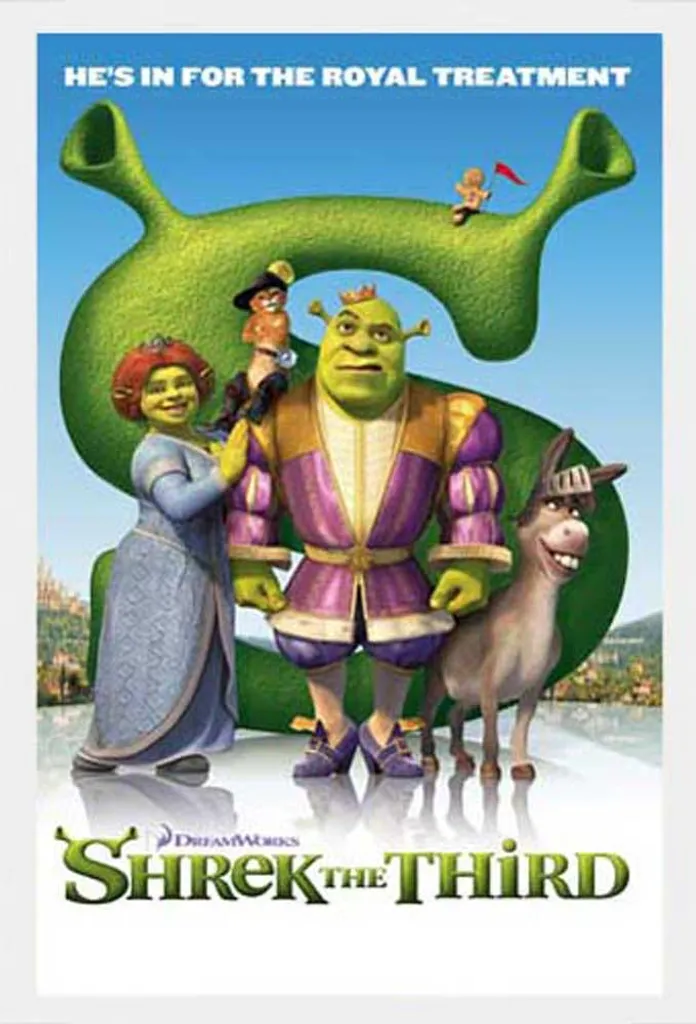 Poster Shrek Terzo con Cornice Shinsuke MDF Bianco e Vetro Acrilico