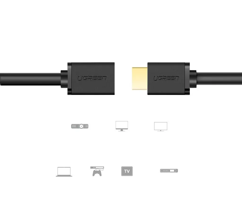 Cavo HDMI Prolunga 1m Ugreen HD107 Nero - Supporto Full HD 3D 4K - 5