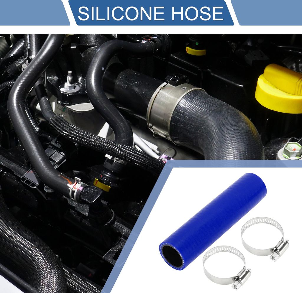 1 Satz 28mm/1,1" ID 150mm/5,91" Länge 0 Grad Schwarz Blau Auto Silikonschlauch mit Schellen Kühlmittelschlauch Universal