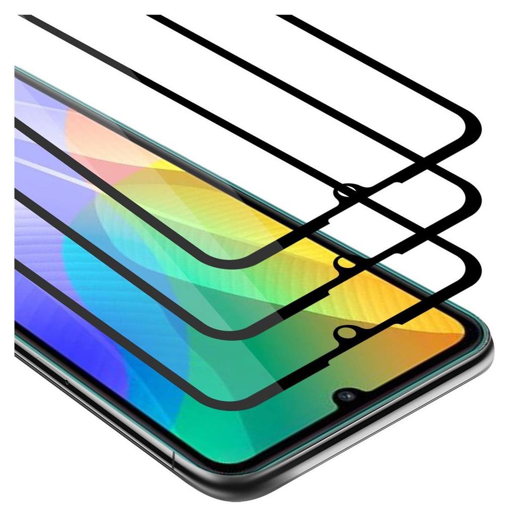 Cadorabo 3x Vollbild Panzer Folie für Huawei Y6P Schutzfolie in Schwarz Tempered Display-Schutzglas