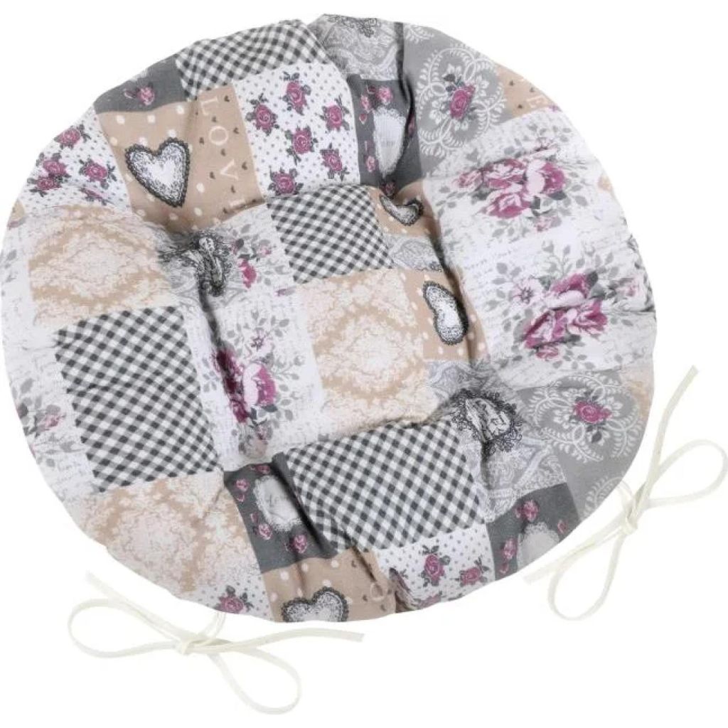 DITA okrúhly prešívaný sedák – priemer 40 cm – sivý, Obrázok produktu 