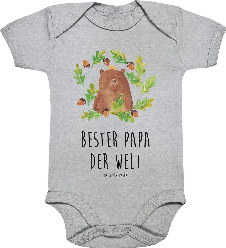Mr. & Mrs. Panda Strampler Bär König 3. - 6. Monat - Heather Grey - Geschenk, babykleidung body, Teddy, Papa, kurzarm, Papi, Daddy, Vatertag, Bab...