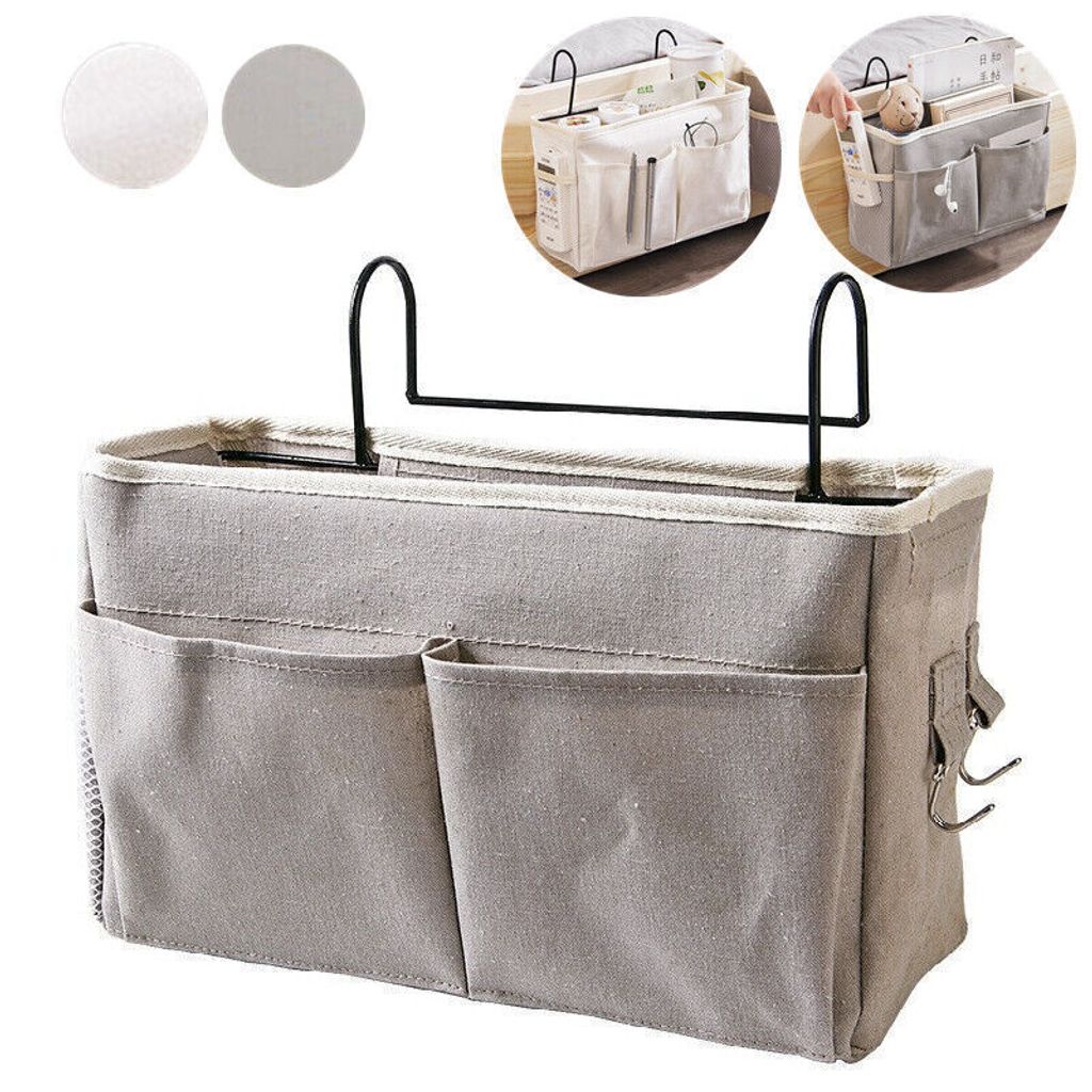 Bettseite Aufbewahrungstasche Hängende Organizer Storage Halter Mehrfachtasche Grau