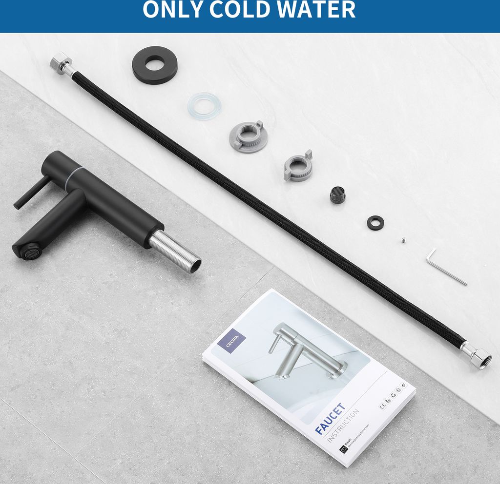 Kaltwasser Armatur für Bad Wasserhahn Schwarz Produktbild 12