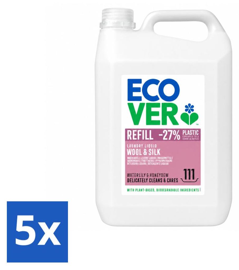 5 x Ecover Feinwaschmittel Wolle & Feines - Seerose & Produktbild 