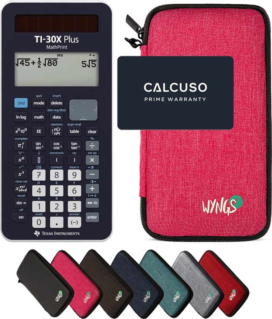TI-30X Plus MathPrint inkl. WYNGS Schutztasche Pink - Wissenschaftlicher Taschenrechner - Basic Set
