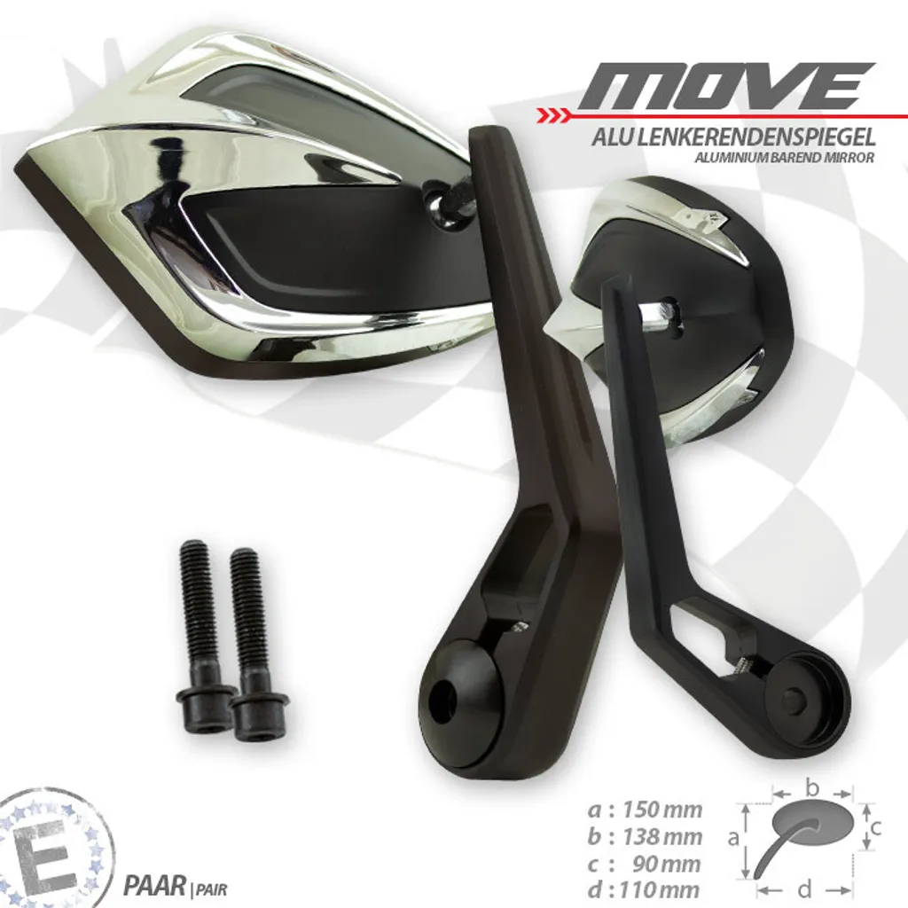 Rétroviseurs MOVE M8 Chrome : Design Profilé et Finition Miroir