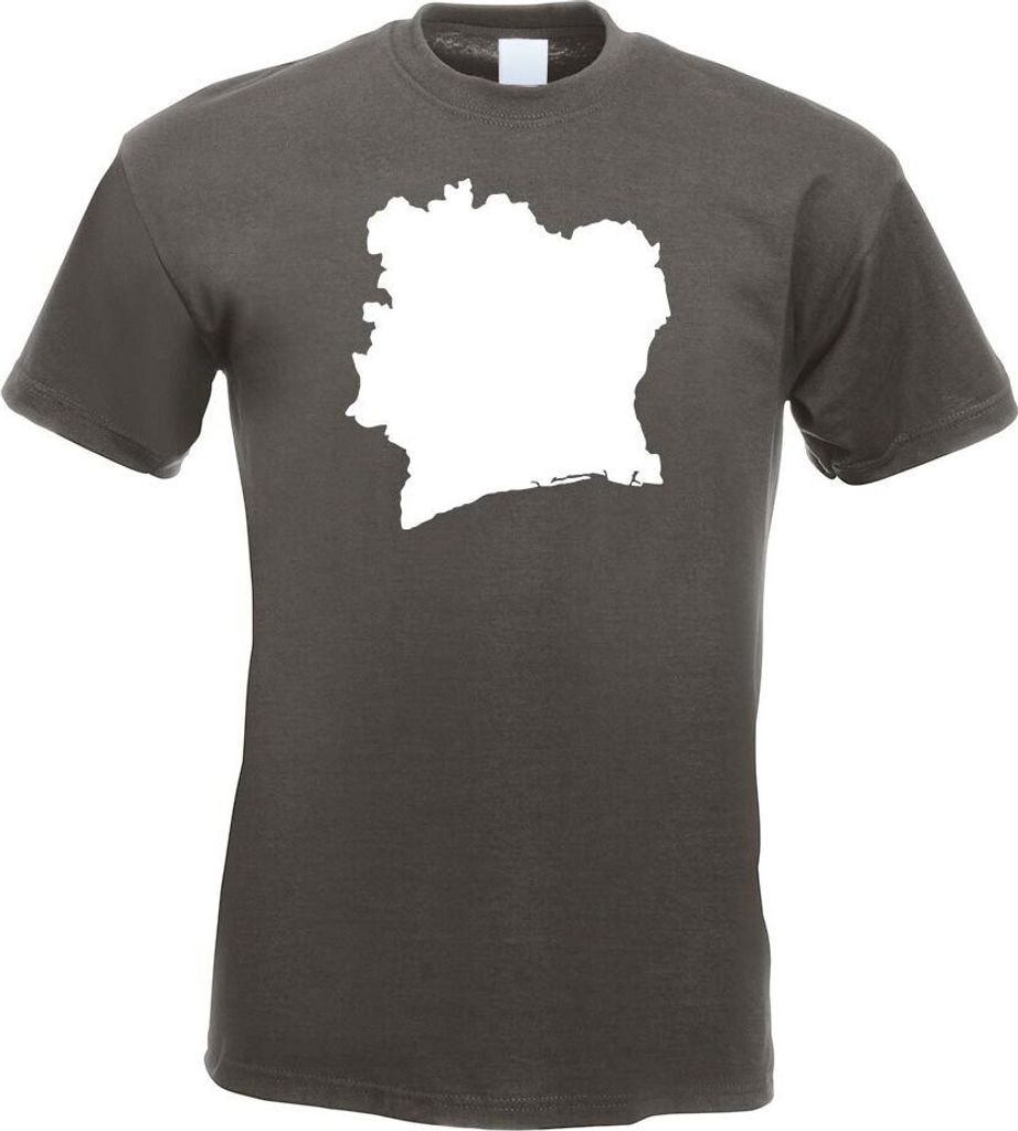Kiwistar - T-Shirt - Graphit - Elfenbeinküste Umriss Kontur Herren Funshirt Bedruckt Design Sprüche Spruch Motive - mit Motiv Bedruckt - Funshirt...