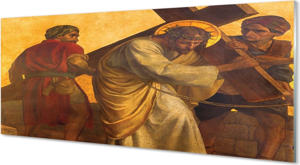 Glasbilder 125x50 Wandkunst Jesus Kreuz Menschen
