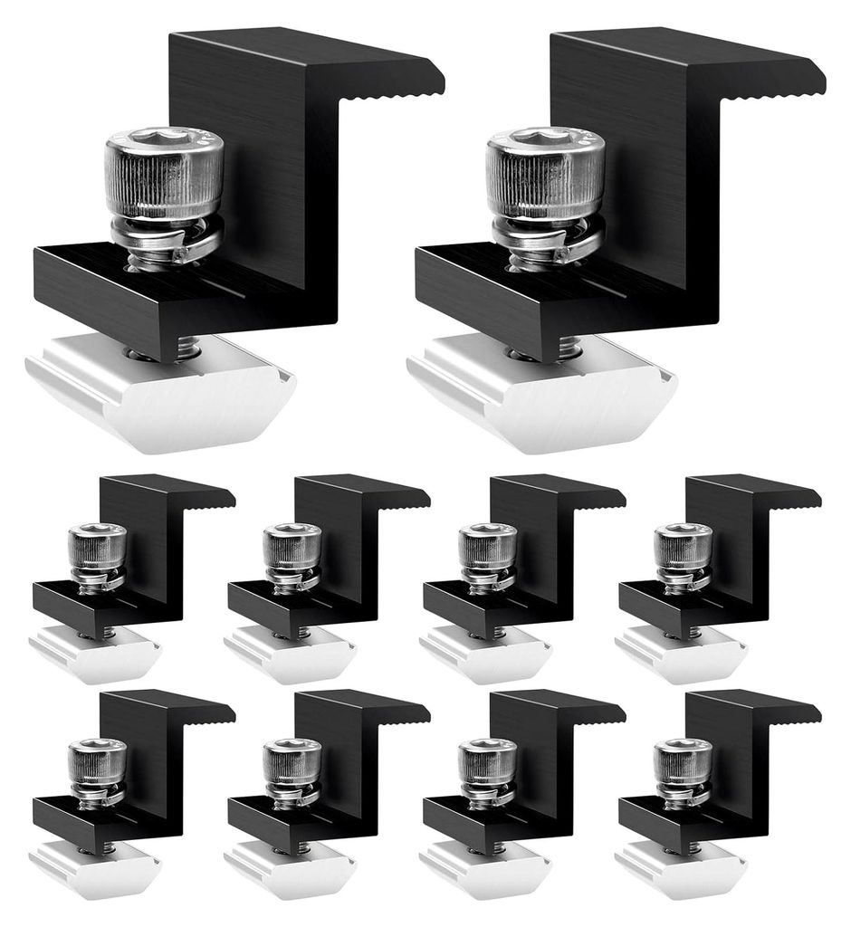 Solarmodulhalterung Endklemmen 30mm Schwarz: 10 Stück PV-Halterung, Aluminium-Befestigung für Dach, Wohnmobil, Balkonkraftwerk, Boot, Photovoltai...