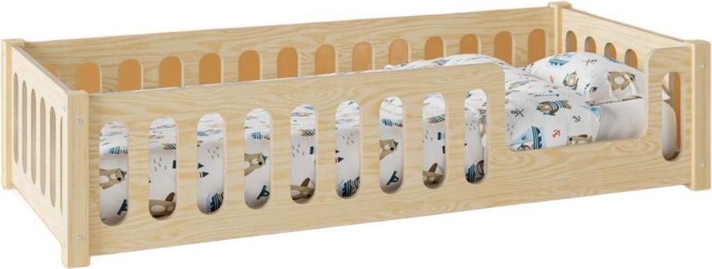 Kinderbett TIAN DPP | Ökologisches Design aus natürlichem Holz | 70x160 cm, robustes Kiefernholz | Einfache Montage, inkl. Lattenrost