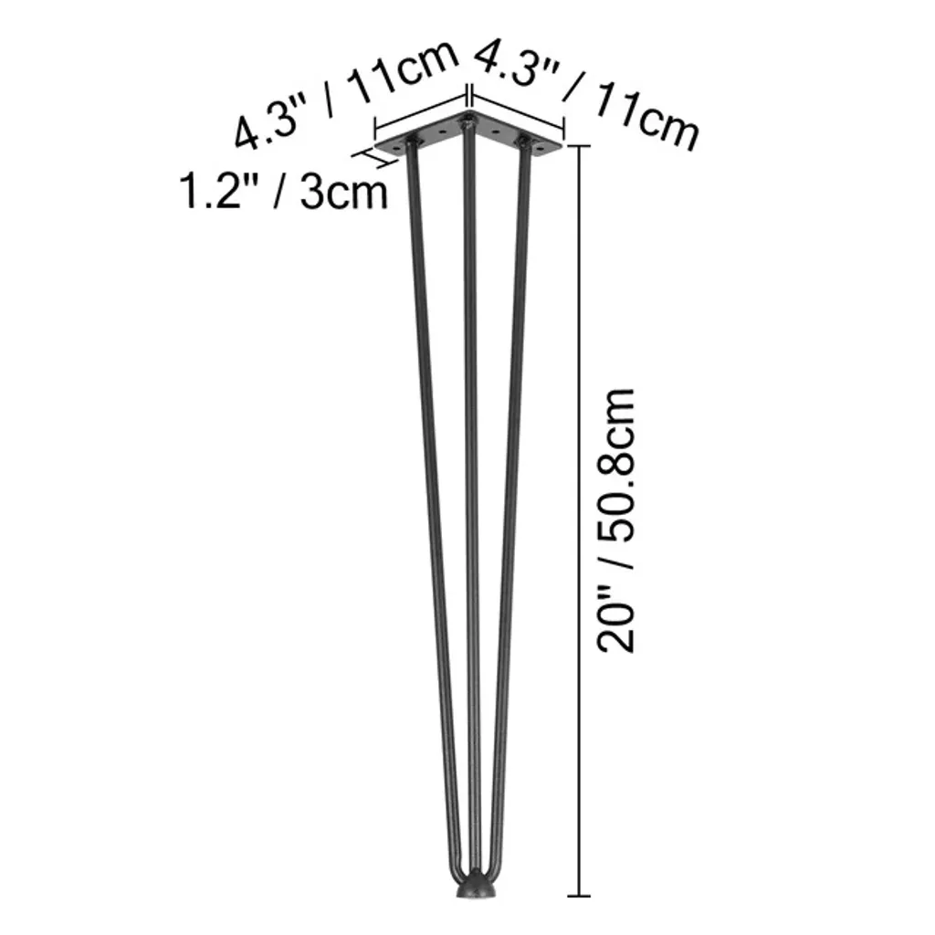 Gambe in Metallo per Tavolino DIY 20" - Design Industrial Chic 100kg