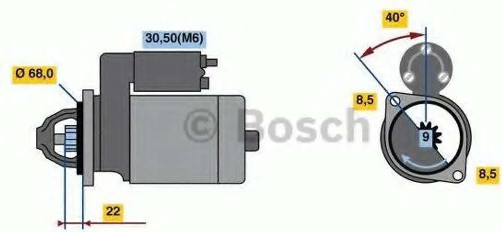 BOSCH Démarreur 1.1 kW Performant pour OPEL Corsa D 12V Référence 0986023660