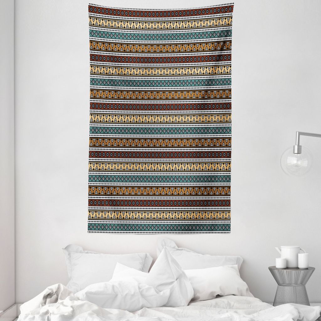 ABAKUHAUS Boho Wandteppich und Tagesdecke, Form-Muster aus Weiches Mikrofaser Stoff Waschbar ohne Verblassen Digitaldruck, 140 x 230 cm, Mehrfarbig