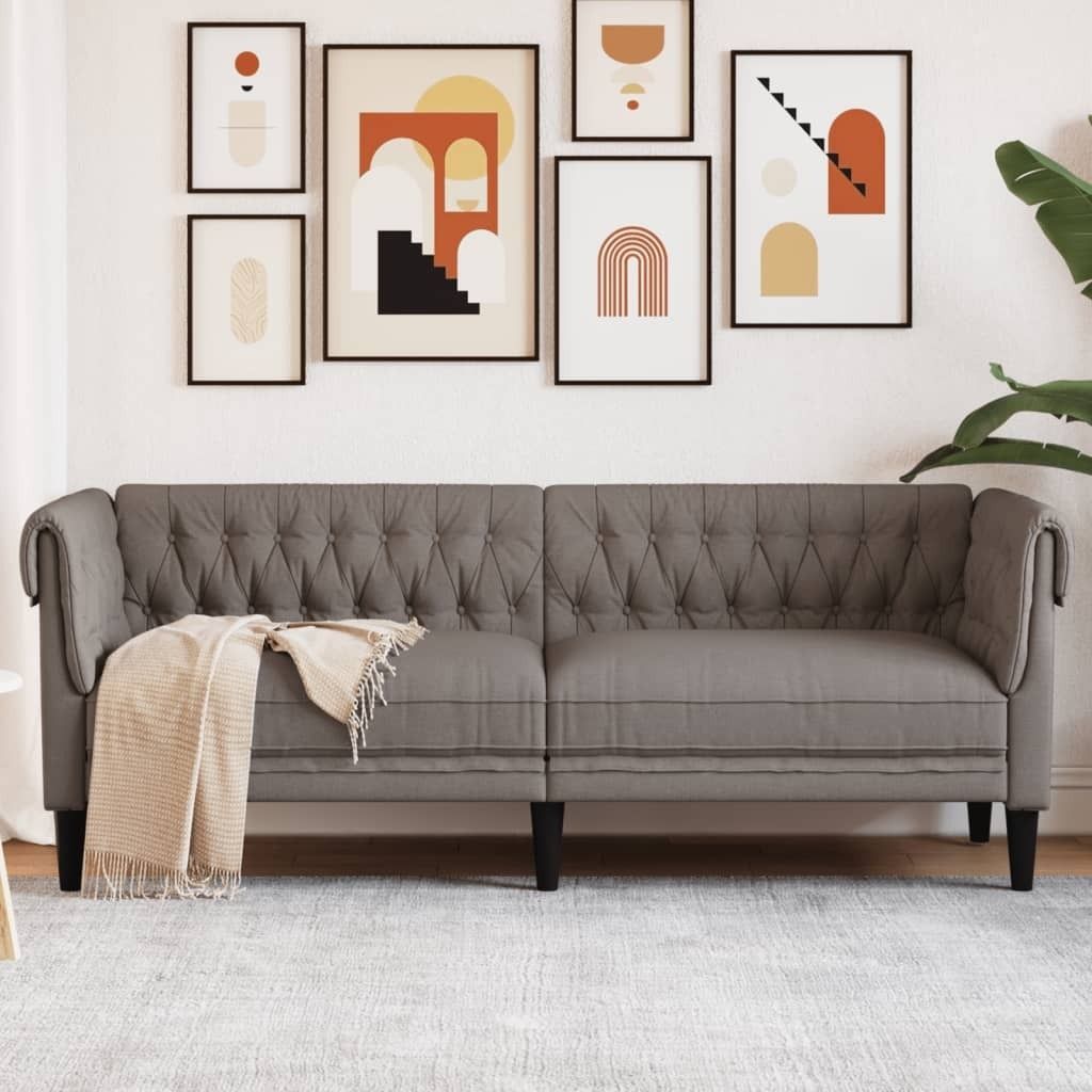 CLORIS Chesterfield-Sofa 3-Sitzer Taupe Stoff 372561