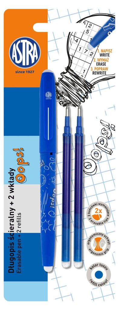 Abwischbarer Stift OOPS! 1+2 Minen Blau Astra 201319007