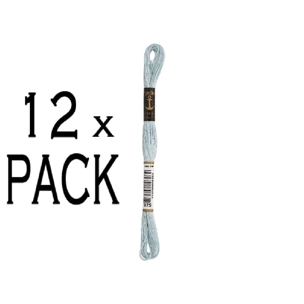 12x Anchor Sticktwist 8m, eisblau, Baumwolle, Farbe 975, 6-fädig, VPE