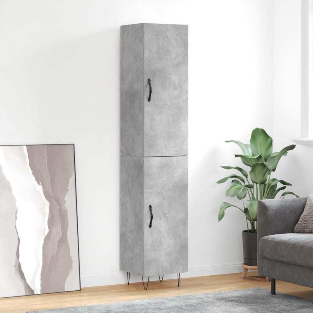 "2026 Promotion" Highboard/Vitrine/Beistellschrank - Betongrau 34,5x34x180 cm Holzwerkstoff - Kommoden CC10631