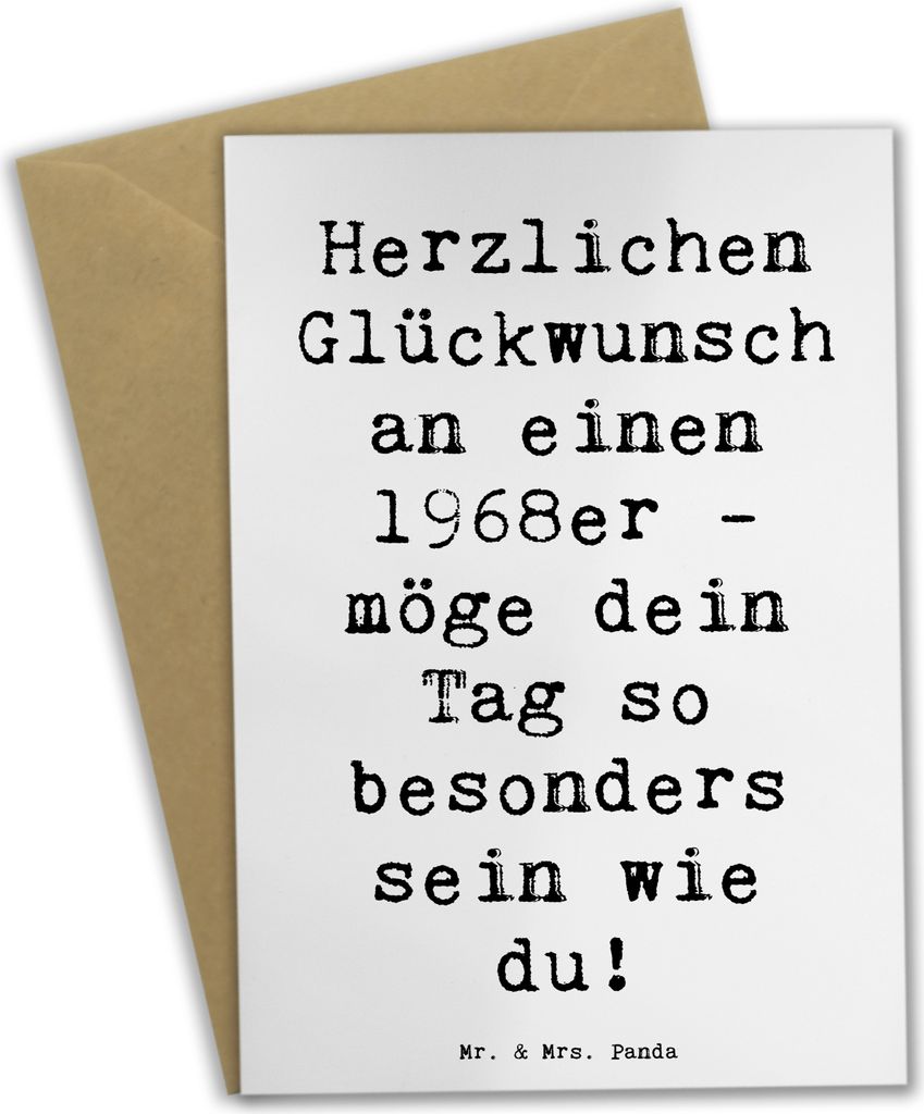 Mr. & Mrs. Panda babykarte Spruch 1968 Geburtstag - Weiß - Geschenk, Geburtstagsgeschenk, einladungskarten, weihnachtskarten, geboren, Grußkarten...