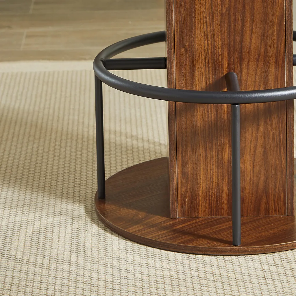 Ensemble Table de Bar 3 Pièces 80cm Noyer - 2 Tabourets Métal