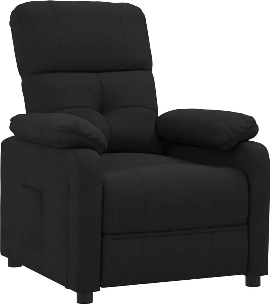 vidaXL Fauteuil relax noir tissu - Siège inclinable confort salon